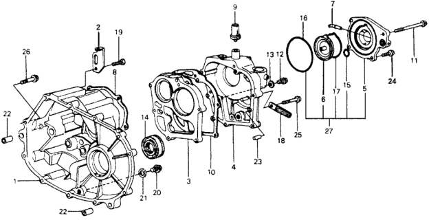 1978 Honda Accord MT Transmission Housing Diagram