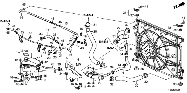 2019 Honda Civic Radiator Hose - Reserve Tank (2.0L) Diagram