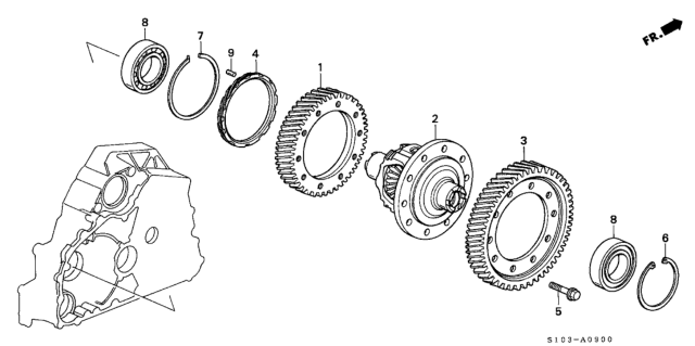 1999 Honda CR-V AT Differential Gear Diagram