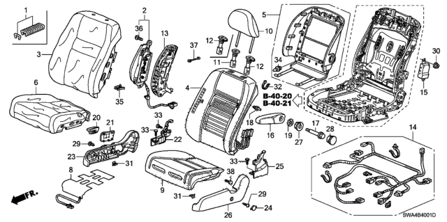 2011 Honda CR-V Pad, R. FR. Seat-Back (With OPDS Sensor) Diagram for 81127-SWA-A21