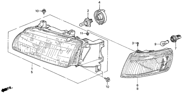 1998 Honda Odyssey 5 Door LX (7 SEATS (3PB)) KA 4AT Headlight Diagram