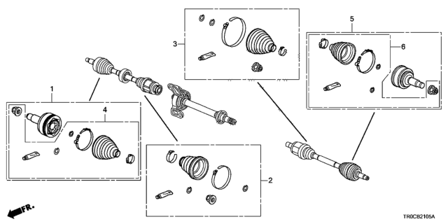 2015 Honda Civic Boot Set, Inboard Diagram for 44017-TR4-A91