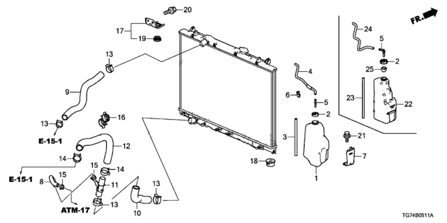 2016 Honda Pilot Radiator Hose - Reserve Tank Diagram