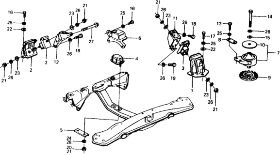 1975 Honda Civic Rubber B, Engine Mounting Diagram for 50821-634-940