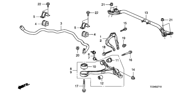 2010 Honda Accord Bush, Front Compliance Diagram for 51391-TA0-A01