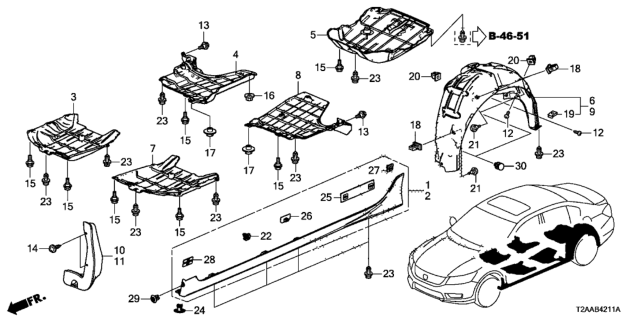 2017 Honda Accord Under Cover - Rear Inner Fender Diagram