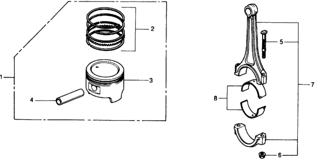 1975 Honda Civic 3 Door ** (1500) KA HMT Piston - Connecting Rod Diagram