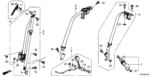 2019 Honda Clarity Fuel Cell BUCKLE SET R*NH882L* Diagram for 04813-TRT-A01ZB