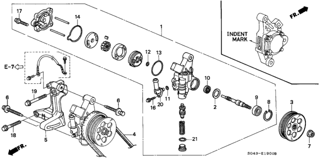 1996 Honda Civic P.S. Pump - Bracket Diagram