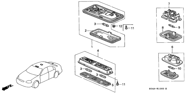 1998 Honda Civic Light Assembly, Interior (Coast Sand) (Sunroof) (Daiichi) Diagram for 34250-692-023ZT