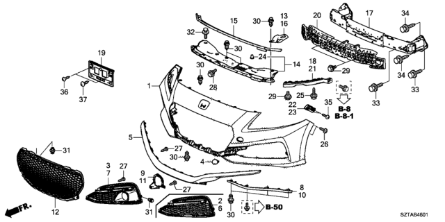 2016 Honda CR-Z Spoiler, Left Front Air Diagram for 71116-SZT-G10