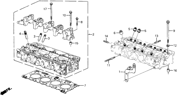 1988 Honda Prelude Cylinder Head Assembly Diagram for 12100-PK1-010