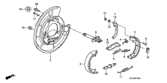 2008 Honda Element Parking Brake Shoe Diagram