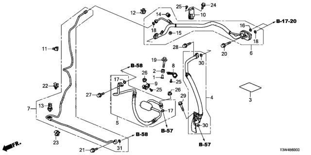 2014 Honda Accord Hybrid Clamp, Air Conditioner Pipe Diagram for 80363-T3V-A00
