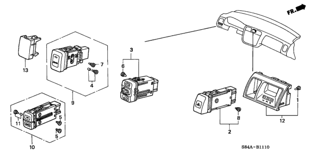2002 Honda Accord 4 Door EX KA 5MT Switch Diagram