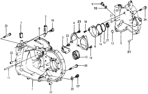 1978 Honda Accord 3 Door LX KH HMT AT Transmission Housing Diagram