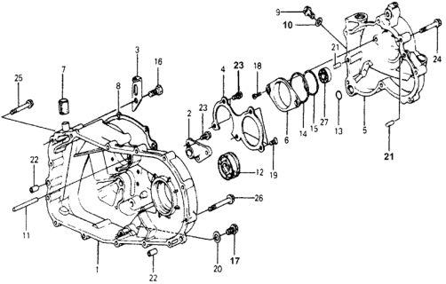 1977 Honda Accord AT Transmission Housing Diagram