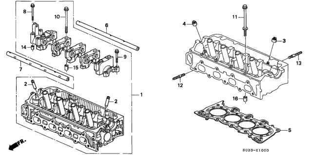1998 Honda Civic 3 Door CX KA 4AT Cylinder Head Diagram