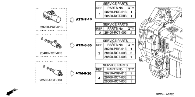 2004 Honda Element 5 Door DX (4WD) KA 4AT AT Solenoid Valve Set Diagram