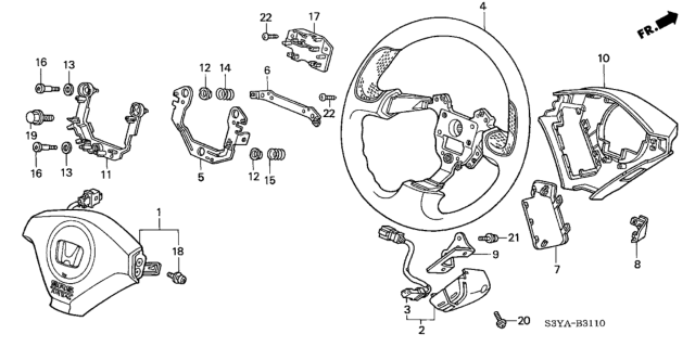 2006 Honda Insight Airbag Assembly, Driver (Graphite Black) Diagram for 06770-S3Y-A80ZA