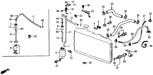 1987 Honda CRX 2 Door HF KA 5MT Radiator Hose Diagram