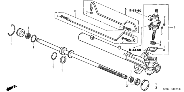 2000 Honda Odyssey P.S. Gear Box Components Diagram