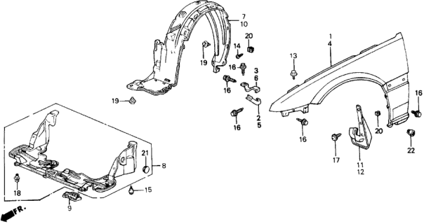 1990 Honda Prelude Front Fender Diagram