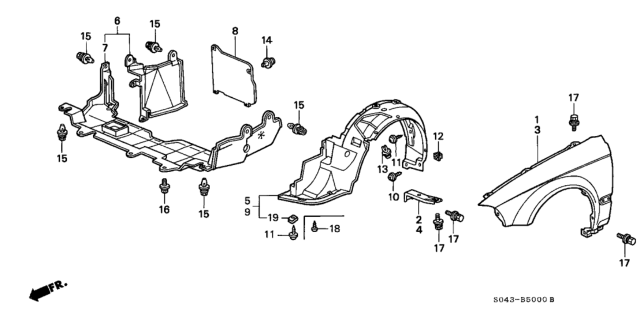 1997 Honda Civic Front Fender Diagram