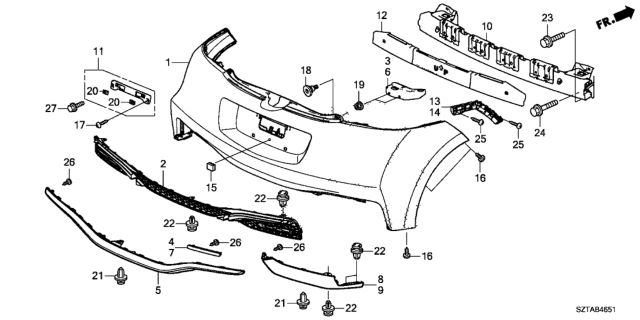 2016 Honda CR-Z Bumper, R. RR. (Lower) *NH875P* (PREMIUM WHITE PEARL II) Diagram for 71511-SZT-J51ZD