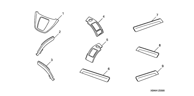 2009 Honda CR-V Interior Panel (Wood Look) (AT Norm Type) Diagram