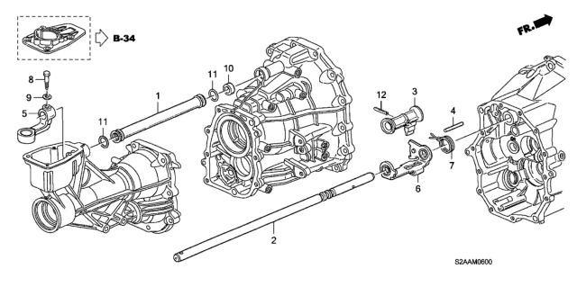 2009 Honda S2000 MT Shift Arm Diagram