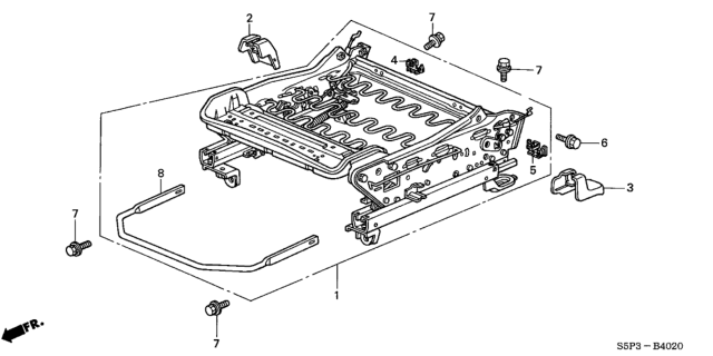 2002 Honda Civic Frame, R. FR. Seat Cushion Diagram for 81136-S5P-A11