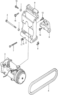 1982 Honda Prelude Bracket, Compressor Diagram for 38930-692-010