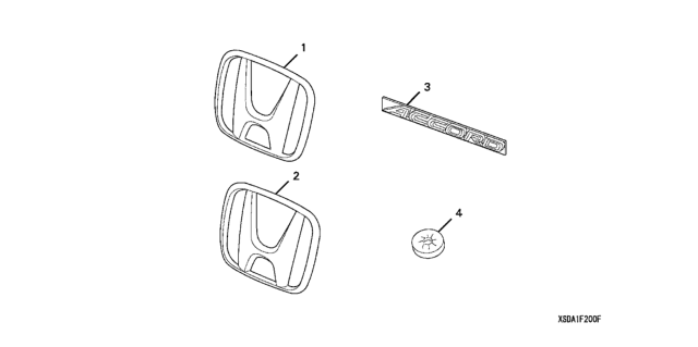 2006 Honda Accord Emblem Kit (Gold) Diagram