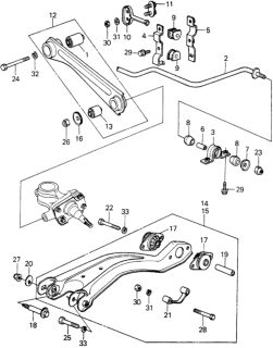 1981 Honda Civic 3 Door ** (1300) KL HMT Rear Lower Arm - Radius Rod  - Stabilizer Diagram