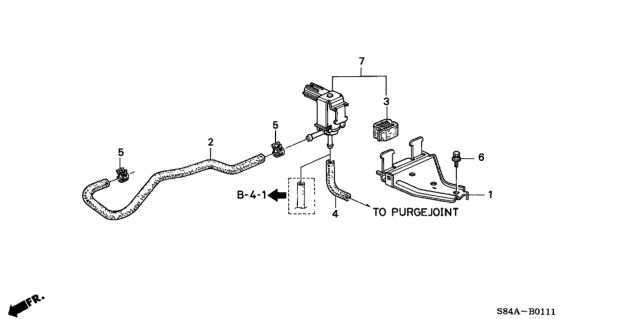 2002 Honda Accord 4 Door LX (V6) KA 4AT Purge Control Solenoid Valve (V6) Diagram