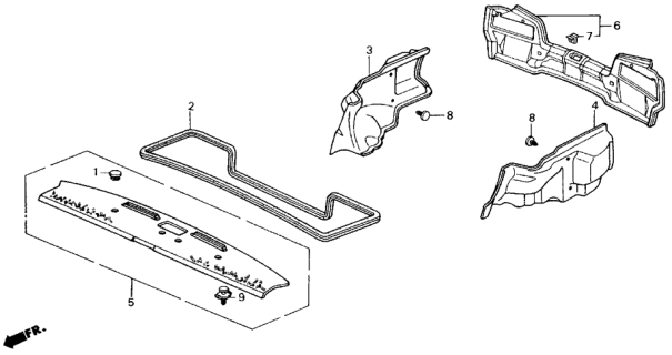 1990 Honda Civic 4 Door LX KA 4AT Rear Tray Diagram