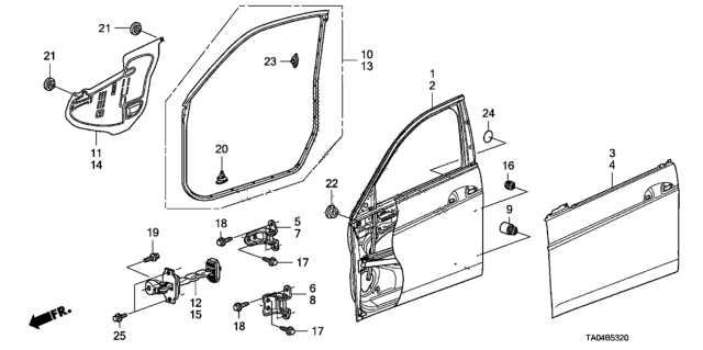 2010 Honda Accord Panel, R. FR. Door (DOT) Diagram for 67010-TA0-A90ZZ