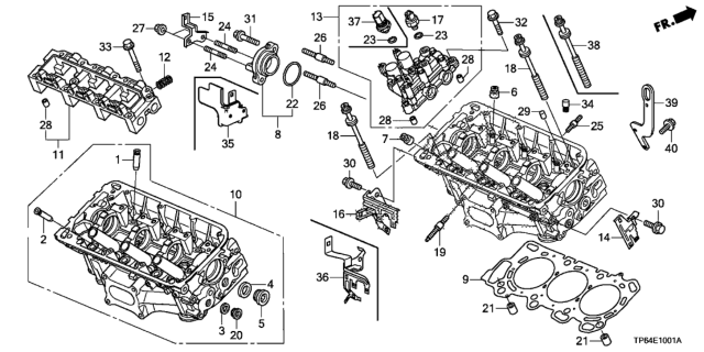 2013 Honda Crosstour 5 Door EXL (4WD) KA 6AT Rear Cylinder Head (V6) Diagram