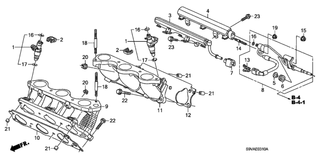 2008 Honda Pilot 5 Door LX-VP (2WD) KA 5AT Fuel Injector Diagram