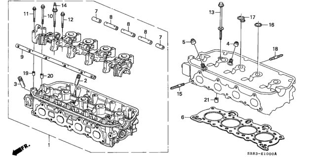 1993 Honda Civic 2 Door DX KA 5MT Cylinder Head Diagram
