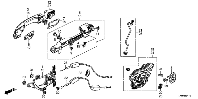 2020 Honda Insight Handle Complete Driver Side (Cosmic Blue Metallic) Diagram for 72181-TVA-A91ZN