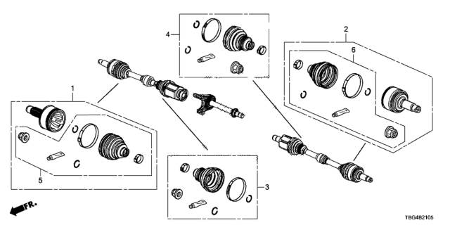 2018 Honda Civic Front Driveshaft Set Short Parts Diagram