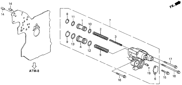 1995 Honda Accord AT Accumulator Body Diagram