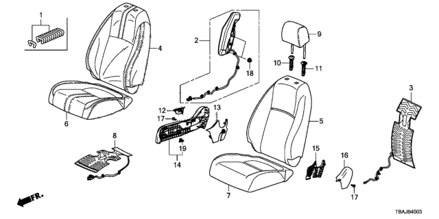 2018 Honda Civic Heater Complete Right, Front Diagram for 81134-TBA-A71