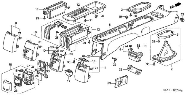 2001 Honda Civic Console Diagram