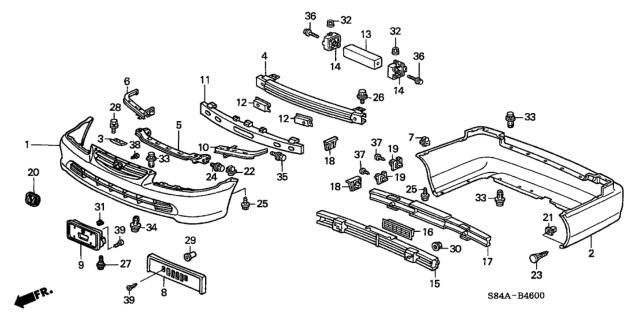 2002 Honda Accord Bumpers Diagram