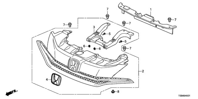 2015 Honda Civic Grille Assembly, Front Diagram for 71120-TS8-A51