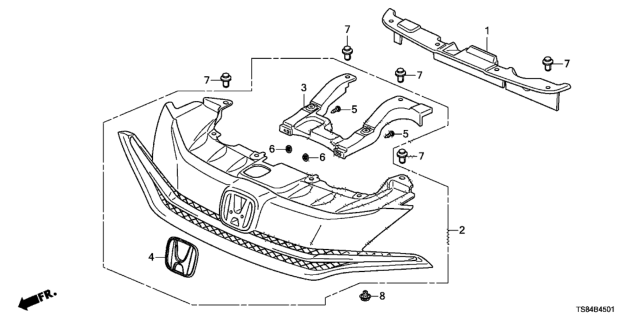 2014 Honda Civic Front Grille Diagram