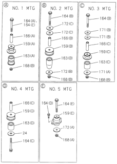 2000 Honda Passport Rubber, Cushion (No. 4 Mounting) Diagram for 8-97166-159-1